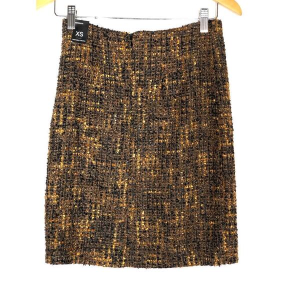 Amanda + Chelsea Boucle Tweed Skirt Modern Fit Pencil Mini Brown Gold NWT XS - Picture 4 of 9
